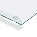 Monitor Stand White 80x35x8 cm Tempered Glass and Metal - Close-Up Angle