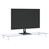 Monitor Stand White 100x35x8 cm Tempered Glass and Metal - Side View