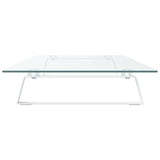 Monitor Stand White 100x35x8 cm Tempered Glass and Metal - 45-Degree Angle