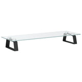 Monitor Stand Black 60x20x8 cm Tempered Glass and Metal - Front View