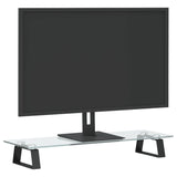 Monitor Stand Black 60x20x8 cm Tempered Glass and Metal - Side View