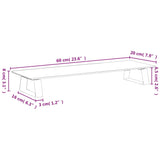 Monitor Stand Black 60x20x8 cm Tempered Glass and Metal - Low Angle