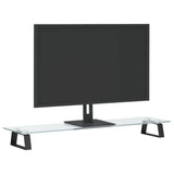 Monitor Stand Black 80x20x8 cm Tempered Glass and Metal - Side View