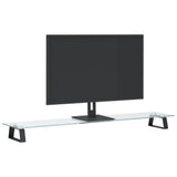 Monitor Stand Black 100x20x8 cm Tempered Glass and Metal - Side View