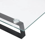 Monitor Stand Black 100x20x8 cm Tempered Glass and Metal - Close-Up Angle