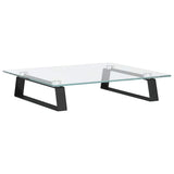 Monitor Stand Black 40x35x8 cm Tempered Glass and Metal - Front View