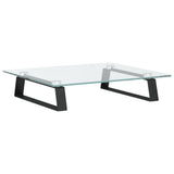 Monitor Stand Black 40x35x8 cm Tempered Glass and Metal - Rear View
