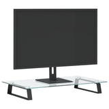 Monitor Stand Black 60x35x8 cm Tempered Glass and Metal - Side View