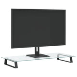 Monitor Stand Black 80x35x8 cm Tempered Glass and Metal - Side View