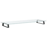 Monitor Stand Black 100x35x8 cm Tempered Glass and Metal - Front View