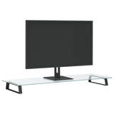 Monitor Stand Black 100x35x8 cm Tempered Glass and Metal - Side View