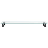 Monitor Stand Black 100x35x8 cm Tempered Glass and Metal - Top-Down View