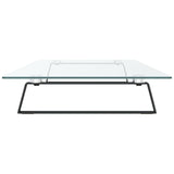 Monitor Stand Black 100x35x8 cm Tempered Glass and Metal - 45-Degree Angle