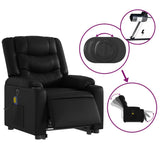 Electric Stand up Massage Recliner Chair Black Faux Leather - Rear View