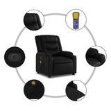 Electric Stand up Massage Recliner Chair Black Faux Leather - Low Angle