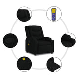 Massage Recliner Chair Black Fabric - Rear View