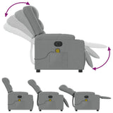 Electric Massage Recliner Chair Light Grey Fabric