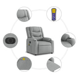 Electric Massage Recliner Chair Light Grey Fabric - Low Angle