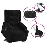 Stand up Massage Recliner Chair Black Fabric - Close-Up Angle
