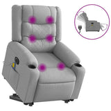 Electric Stand up Massage Recliner Chair Light Grey Fabric - Front View