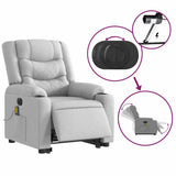 Electric Stand up Massage Recliner Chair Light Grey Fabric - Rear View