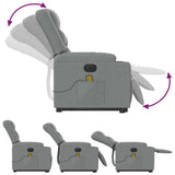 Electric Stand up Massage Recliner Chair Light Grey Fabric - Close-Up Angle