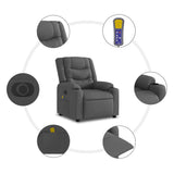 Electric Stand up Massage Recliner Chair Dark Grey Fabric - Low Angle