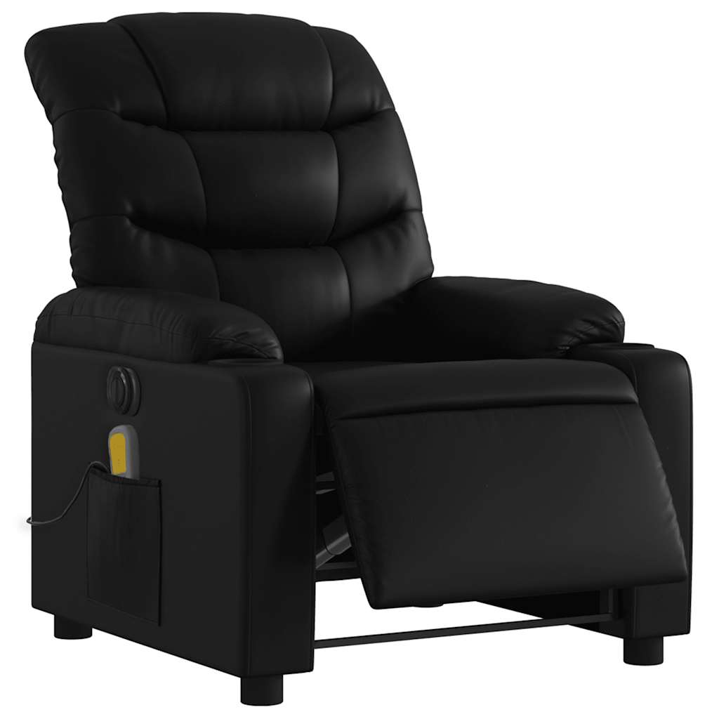 Electric Massage Recliner Chair Black Faux Leather
