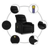 Electric Massage Recliner Chair Black Faux Leather - Low Angle
