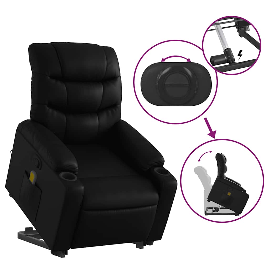 Stand up Massage Recliner Chair Black Faux Leather