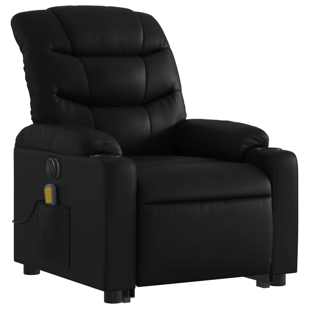Electric Stand up Massage Recliner Chair Black Faux Leather