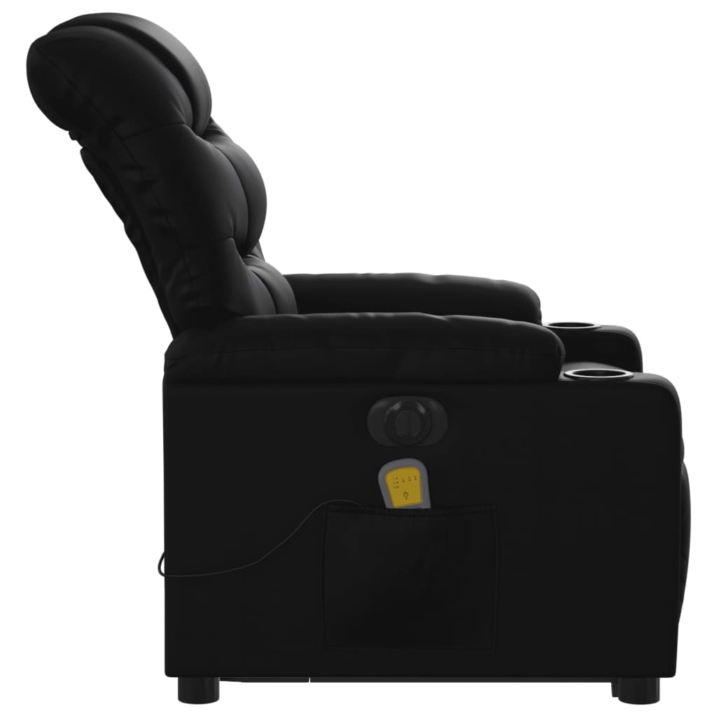 Electric Stand up Massage Recliner Chair Black Faux Leather