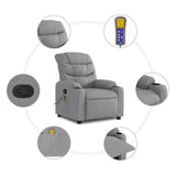 Massage Recliner Chair Light Grey Fabric - Rear View