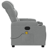 Massage Recliner Chair Light Grey Fabric - Low Angle