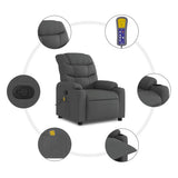 Massage Recliner Chair Dark Grey Fabric - Rear View