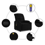 Massage Recliner Chair Black Fabric - Rear View