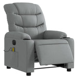 Electric Massage Recliner Chair Light Grey Fabric - Side View