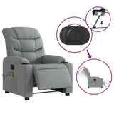 Electric Massage Recliner Chair Light Grey Fabric - Rear View