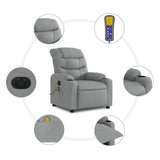Electric Massage Recliner Chair Light Grey Fabric - Low Angle