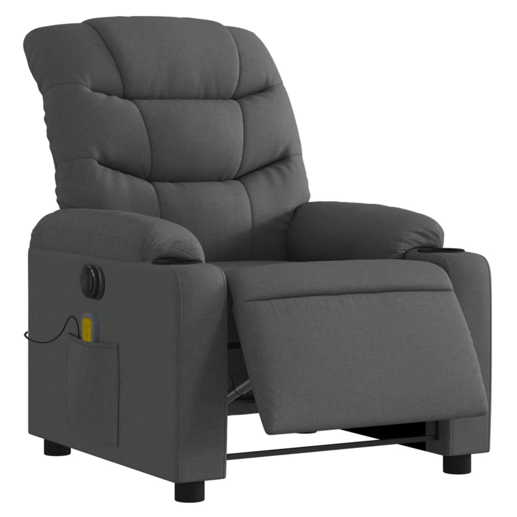 Electric Massage Recliner Chair Dark Grey Fabric