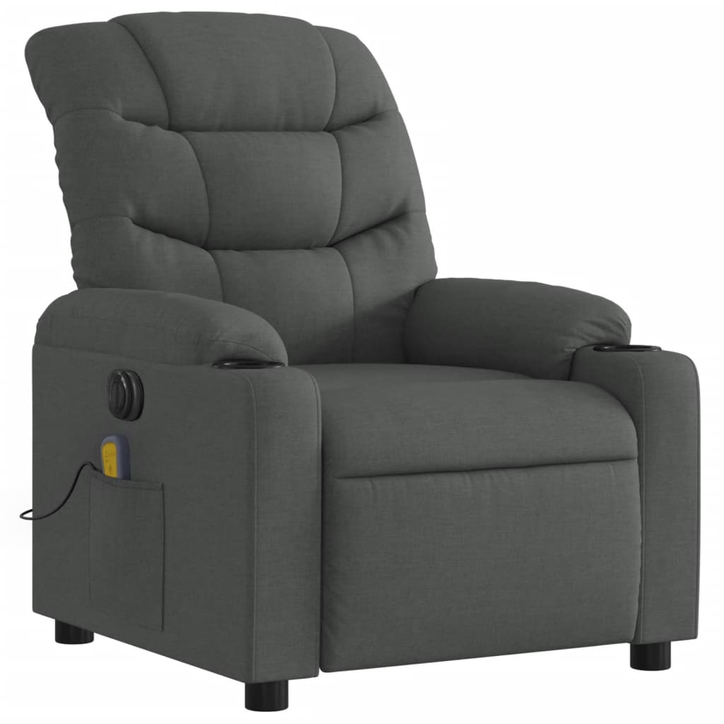 Electric Massage Recliner Chair Dark Grey Fabric