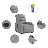 Stand up Massage Recliner Chair Light Grey Fabric