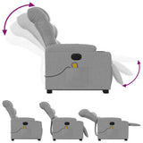 Electric Stand up Massage Recliner Chair Light Grey Fabric