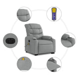 Electric Stand up Massage Recliner Chair Light Grey Fabric - Low Angle