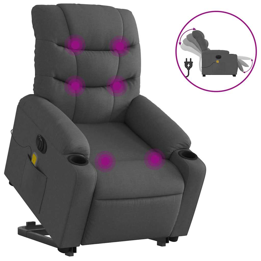 Electric Stand up Massage Recliner Chair Dark Grey Fabric