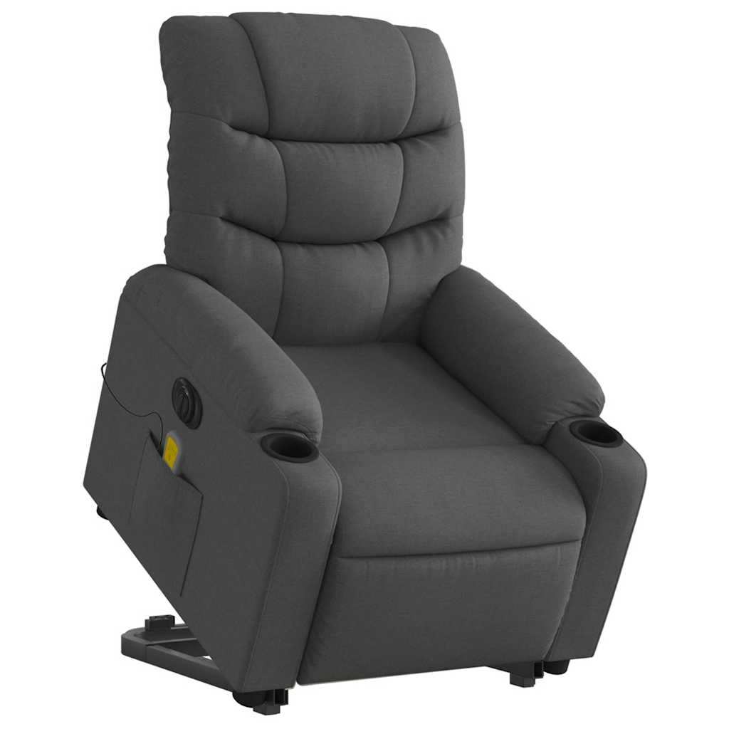 Electric Stand up Massage Recliner Chair Dark Grey Fabric