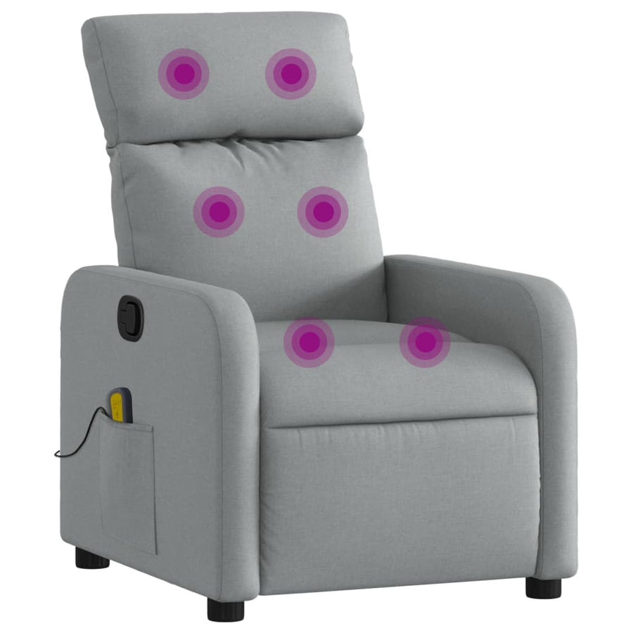 Massage Recliner Chair Light Grey Fabric