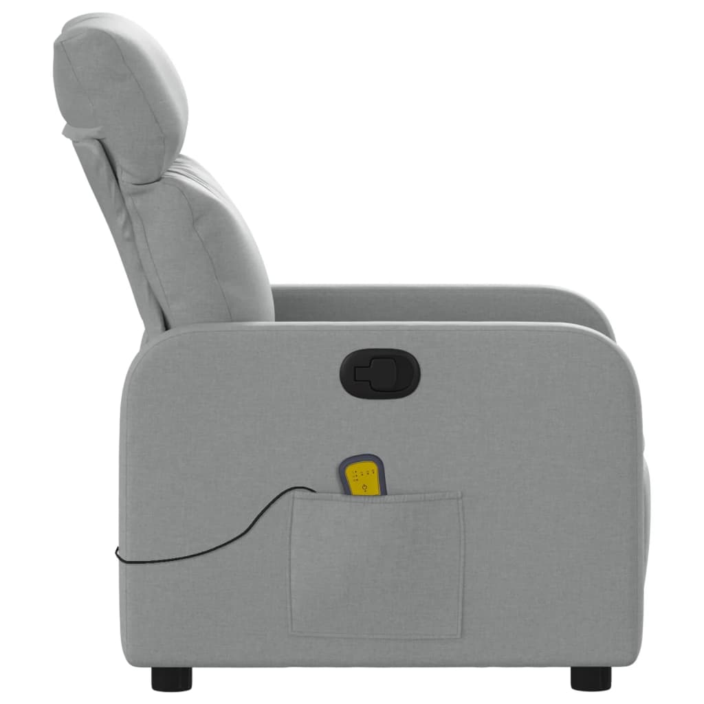 Massage Recliner Chair Light Grey Fabric