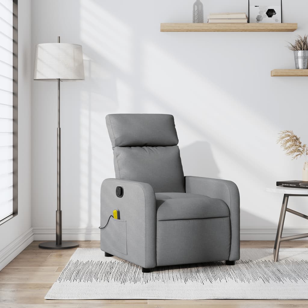 Massage Recliner Chair Light Grey Fabric