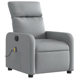 Electric Massage Recliner Chair Light Grey Fabric - Side View